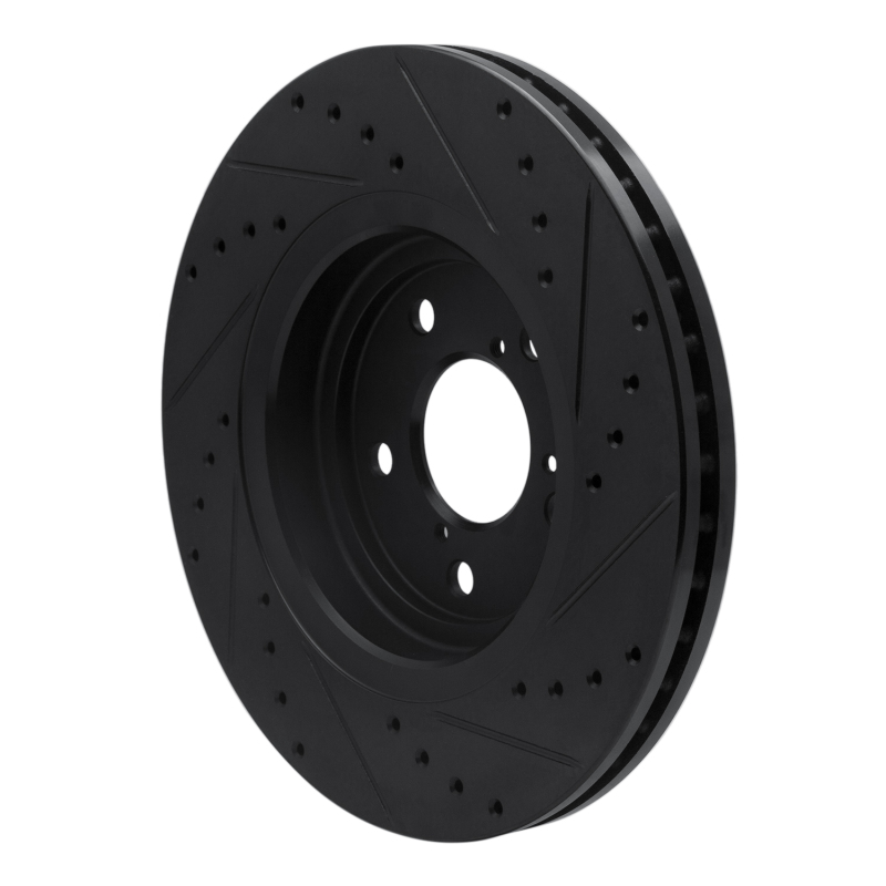 Acura MDX Brake Rotor (1) - Front Left - R1 Concepts - Drilled & Slotted - Black - `17-`20